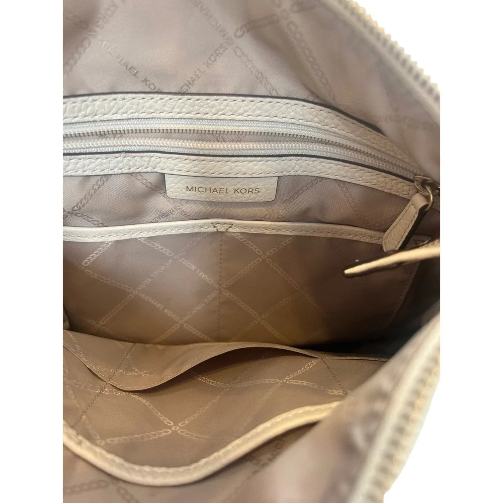 Michael Kors Cream Pebbled Leather Braided Handle Hobo ShoulderBag Gold Hardware